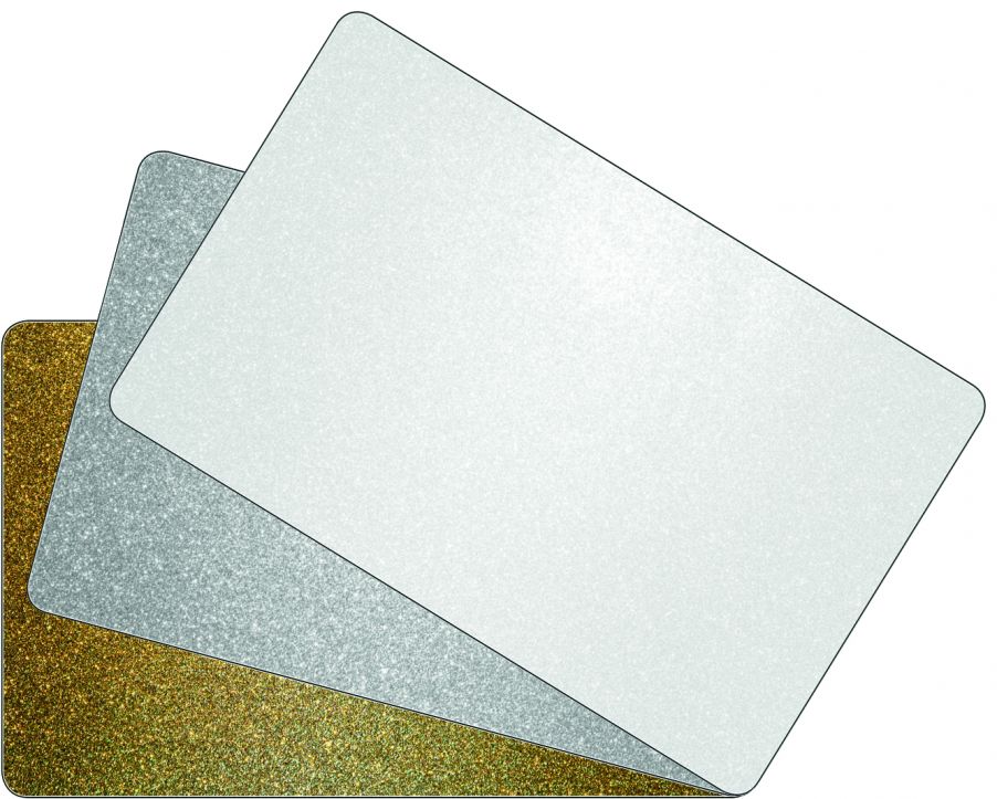 blank white cards with metallic printing