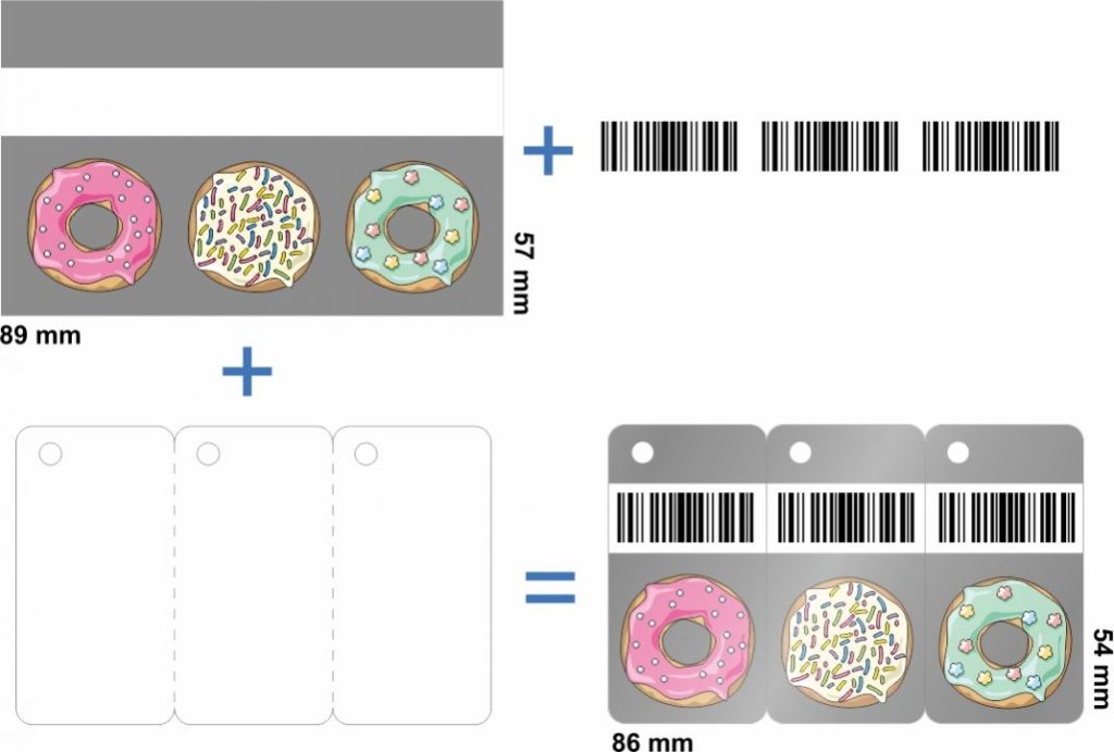 Three key tags snap off with barcode visualisation